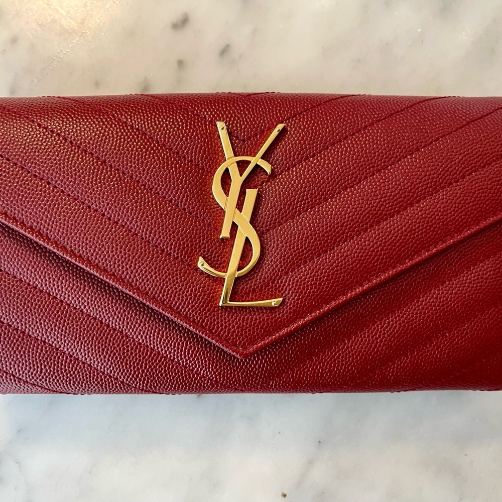 Yves Saint Laurent Red Quilted Leather Wallet